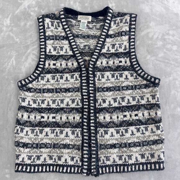 St. John's Bay Sweaters - VTG Fair Isle Vest Womens Medium Chunky Knit Cozy Layering Cottagecore Preppy